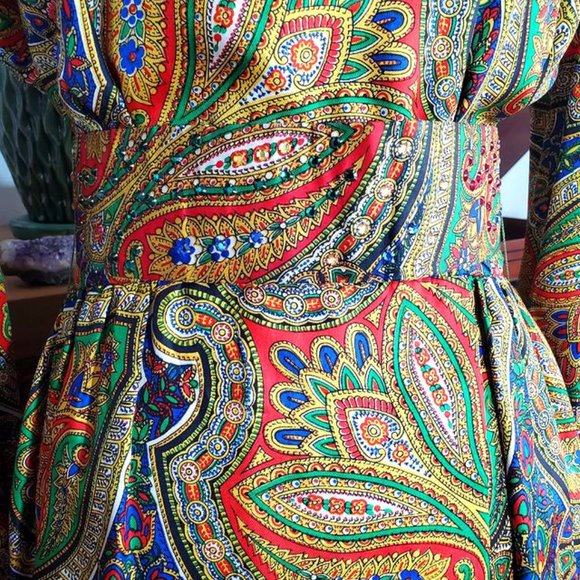 Vintage Leo Narducci 60s Paisley Mini Dress - Picture 3 of 15